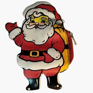 Santa Claus Shape Zipper Coin Purse Vintage Wallet Red White